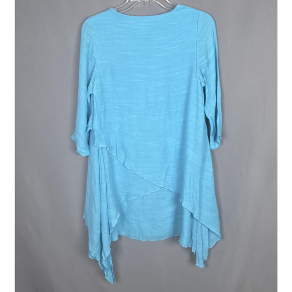 Aria Handmade Top Sky Blue Athena Tunic Cotton Lagenlook Sustainable Sz Medium - Picture 2 of 12